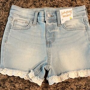 NWT Jumping Beans Sky Blue Jean Shorts with Lace Trim 5T